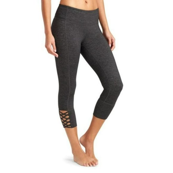 Athleta Women's Quest Mind Over Mat Yoga Capri Leggings Gray/Black Size Small - Picture 2 of 10